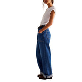 Free People We The Free Palmer Cuffed Jeans In Tunnel Vision Blue