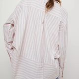 Free People We The Free Striped Varsity Vibes Shirt In Pink Combo