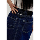 Free People We The Free Suzy Denim Midi Skirt In Deep Blue Cursh