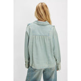 Free People We The Free Tattered And Ruffled Denim Top In Vintage Tint