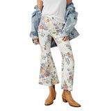 Free People Youthquake Printed Crop Flare Jeans