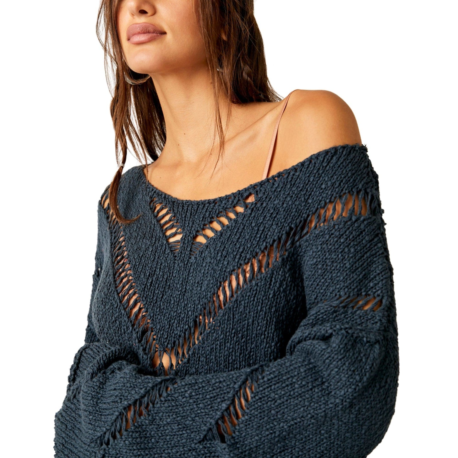 Free People Hayley Sweater in Navy