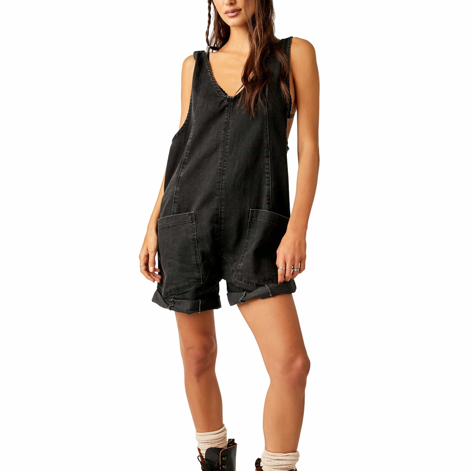 Free People We The Free High Roller Shortall in Black
