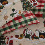 Furn. Jolly Santa Christmas Double Duvet Cover Set Cream/Red