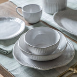 Gallery Direct Organic Ridged Bowl In White, 4pk