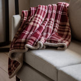 Gallery Direct Tartan Sherpa Throw In Mulberry