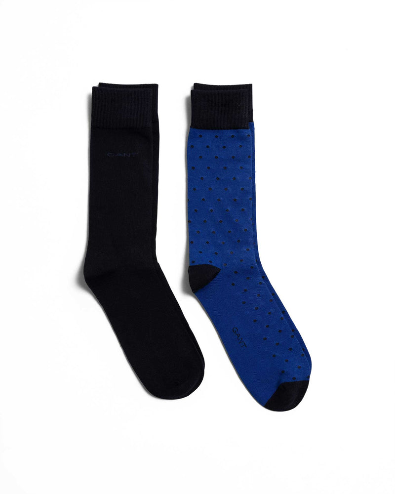GANT 2 Pack Solid And Dot Socks Blue