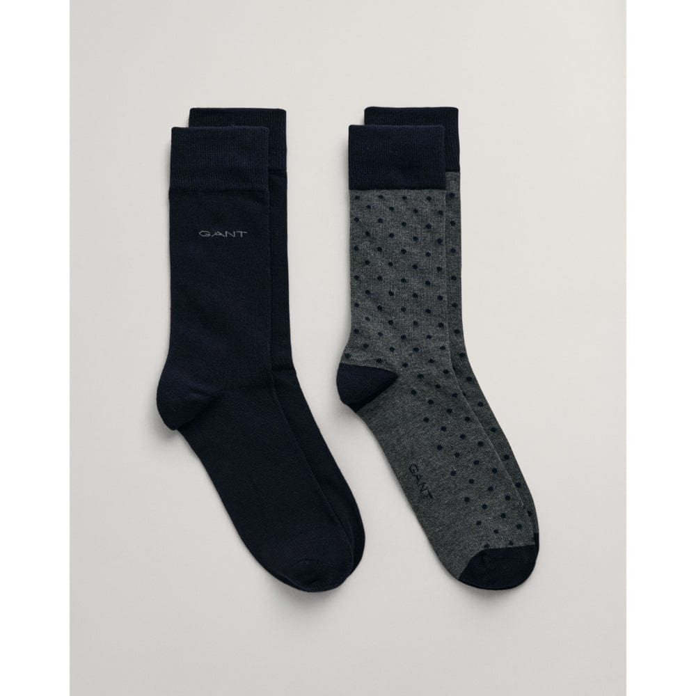 Gant 2-Pack Dot & Solid Socks in Charcoal Melange