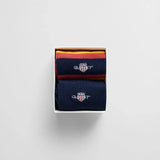 GANT 2-Pack Shield Rugger Stripe Socks Gift Box in Iron Red