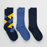 GANT 3-Pack Argyle Socks Gift Box in Evening Blue