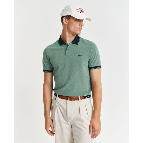 GANT 4-Color Oxford Piqué Polo Shirt In Deep Green