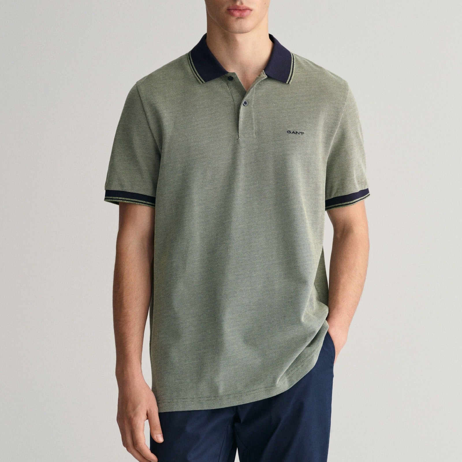 Gant 4-Color Oxford Piqué Polo Shirt in Pine Green