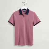 Gant 4-Colour Oxford Piqué Polo Shirt in Sunset Pink