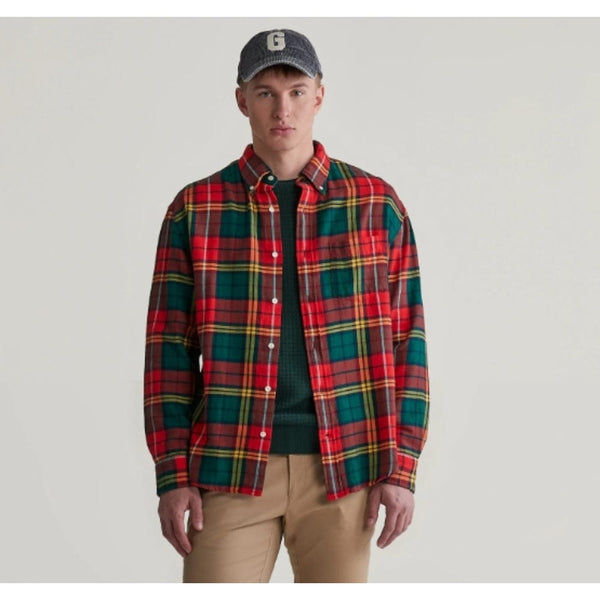 GANT 75th Anniversary Twill Tartan Shirt In Bright Red
