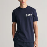 GANT Arch Script Graphic T-Shirt in Evening Blue