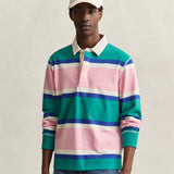 GANT Block Striped Rugger Polo Top In Aqua Blue