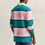 GANT Block Striped Rugger Polo Top In Aqua Blue