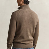 GANT Casual Cotton Half-Zip Sweater In Dark Hazelnut Melange
