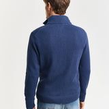 GANT Casual Cotton Half-Zip Sweater In Dark Jeans Blue Melan