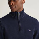 GANT Casual Cotton Half-Zip Sweater In Evening Blue