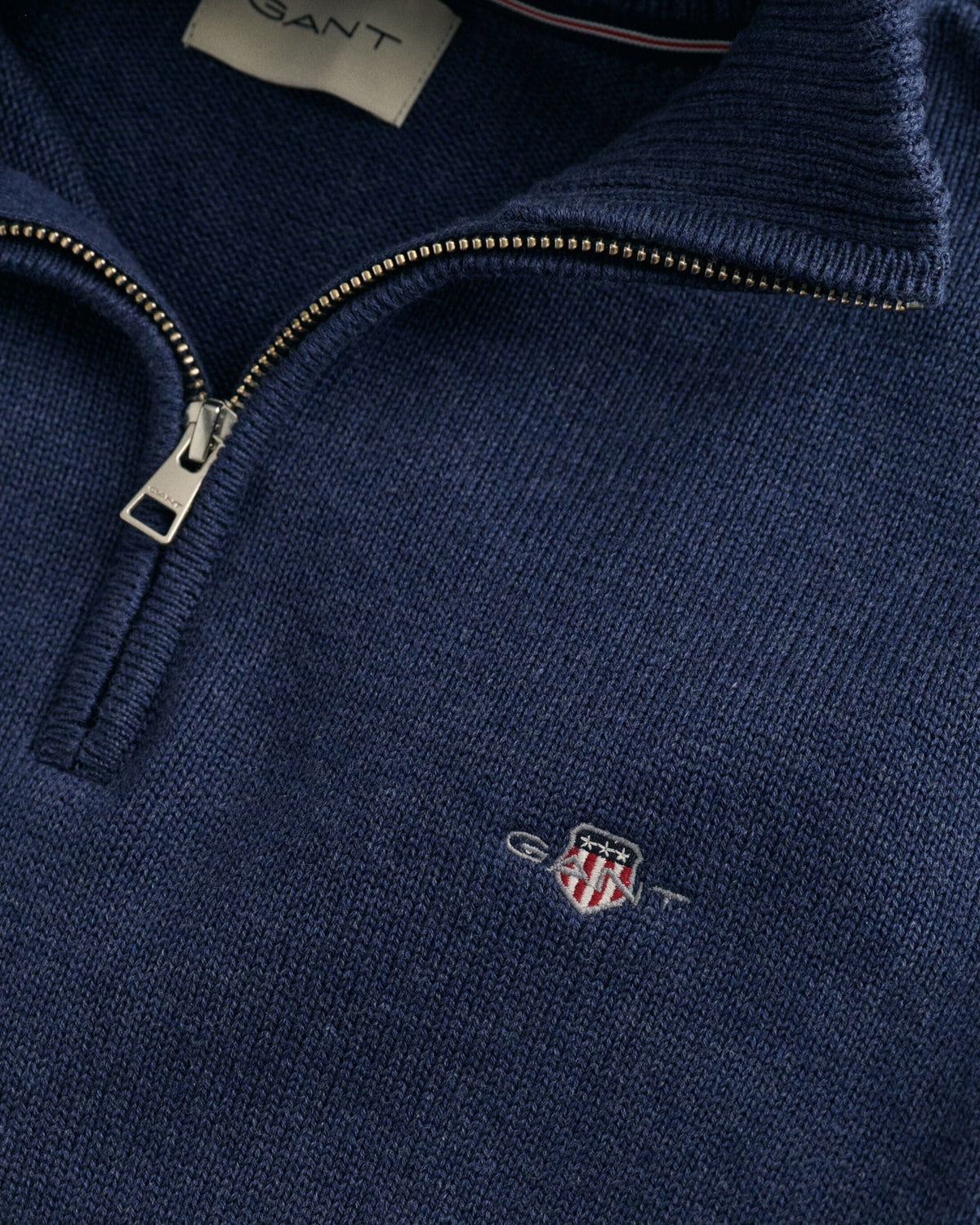 GANT Casual Cotton Half-Zip Sweater in Marine Melange