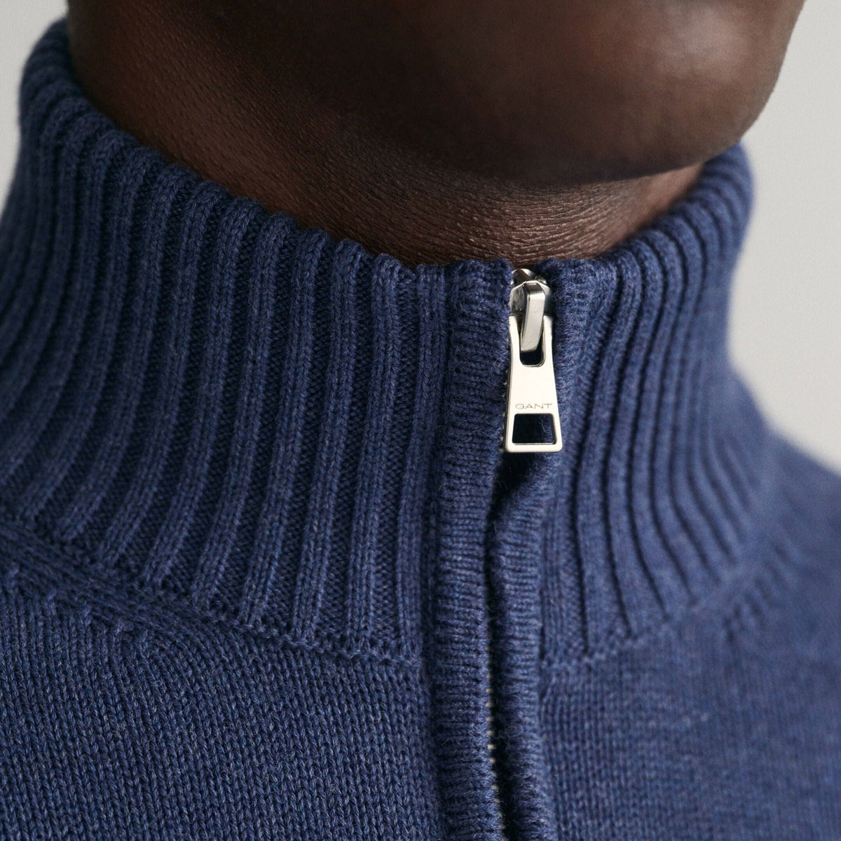 GANT Casual Cotton Half-Zip Sweater in Marine Melange