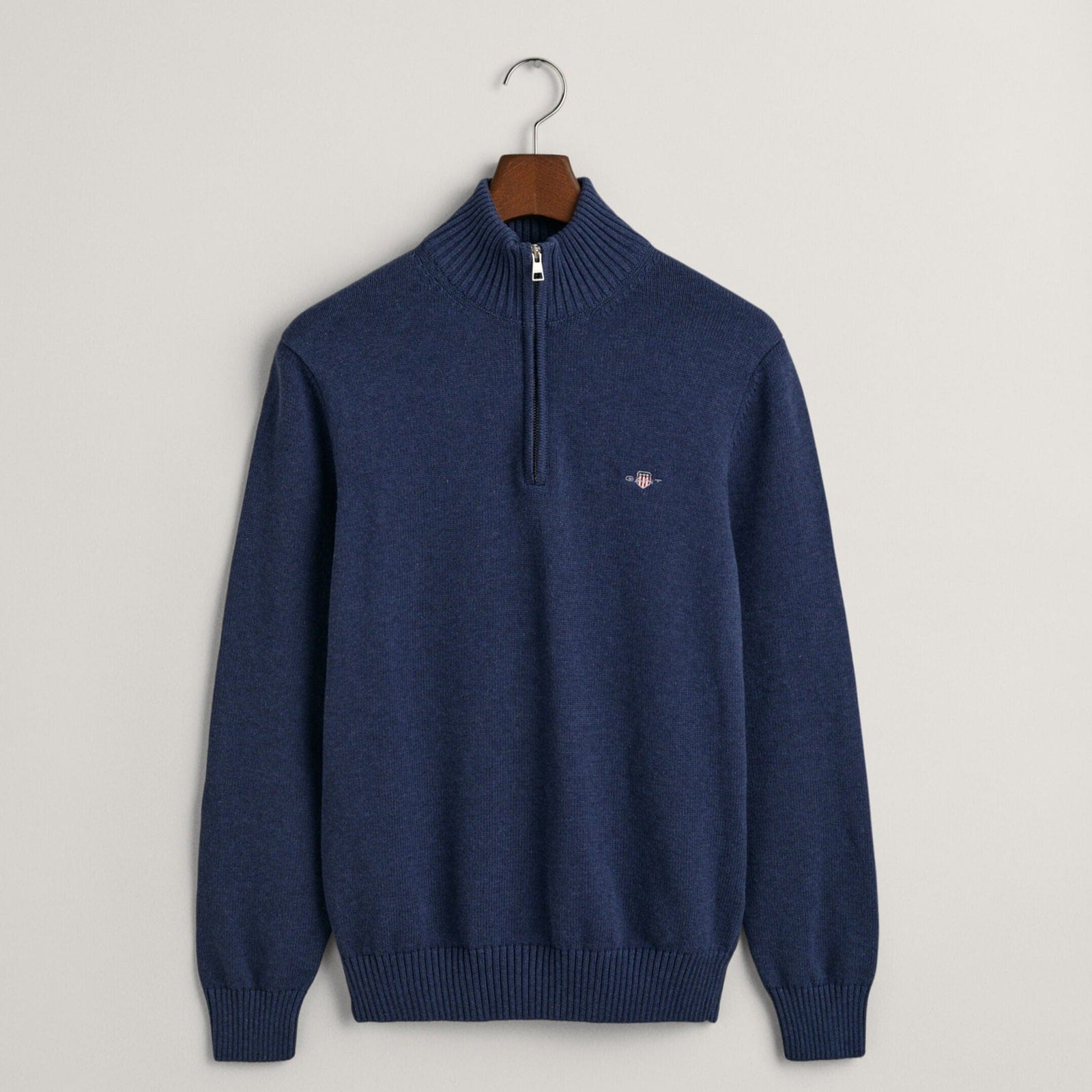 GANT Casual Cotton Half-Zip Sweater in Marine Melange