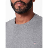 GANT Classic Cotton C-Neck Sweater In Dark Grey Melange