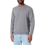 GANT Classic Cotton C-Neck Sweater In Dark Grey Melange