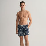 GANT Classic Fit Tropical Leaves Print Swim Shorts Marine
