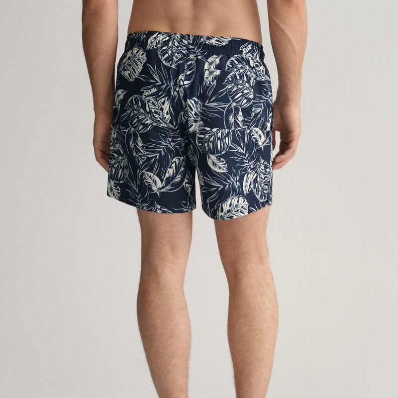 GANT Classic Fit Tropical Leaves Print Swim Shorts Marine