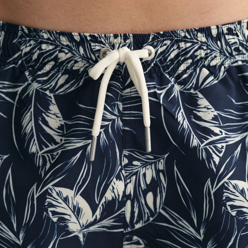 GANT Classic Fit Tropical Leaves Print Swim Shorts Marine