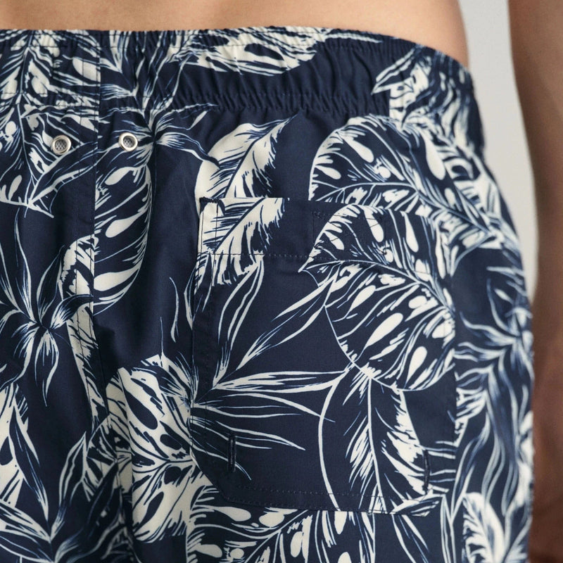 GANT Classic Fit Tropical Leaves Print Swim Shorts Marine