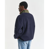 Gant Colour Block Fleece In Evening Blue