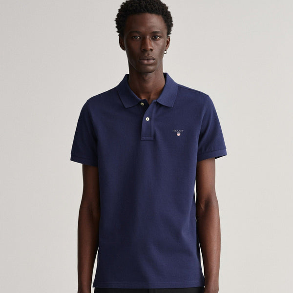 GANT Contract Collar Pique Polo Shirt Evening Blue