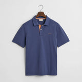 GANT Contrast Piqué Polo Shirt in Dusty Navy