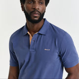 GANT Contrast Piqué Polo Shirt in Dusty Navy