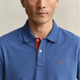 GANT Contrast Piqué Polo Shirt In Vintage Blue