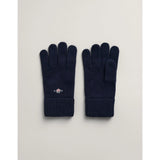 Gant Cotton Blend Logo Wool Gloves In Marine
