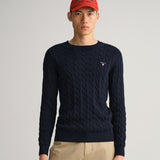 GANT Cotton Cable Crew Neck Sweater Navy