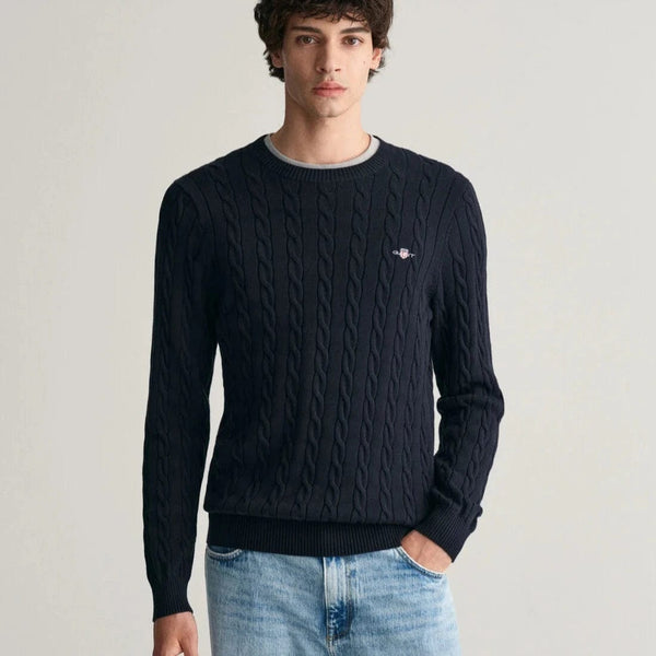 GANT Heren klassiek katoenen gebreid, Evening Blue, evening blue, L