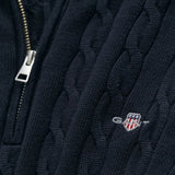 GANT Cotton Cable Knit Half-Zip Sweater In Evening Blue