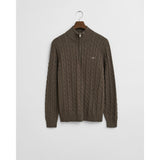 GANT Cotton Cable Knit Half-Zip Sweater In Seawood Melange