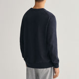 GANT Cotton Flamme Crew Neck Sweater Evening Blue