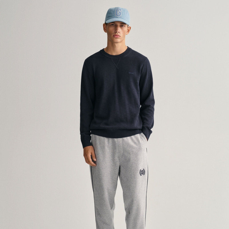 GANT Cotton Flamme Crew Neck Sweater Evening Blue
