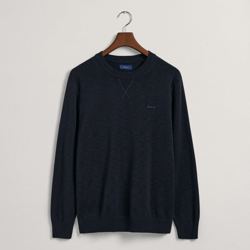 GANT Cotton Flamme Crew Neck Sweater Evening Blue
