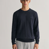 GANT Cotton Flamme Crew Neck Sweater Evening Blue