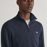 Gant Cotton Flamme Half-Zip Sweater in Evening Blue
