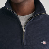 Gant Cotton Flamme Half-Zip Sweater in Evening Blue