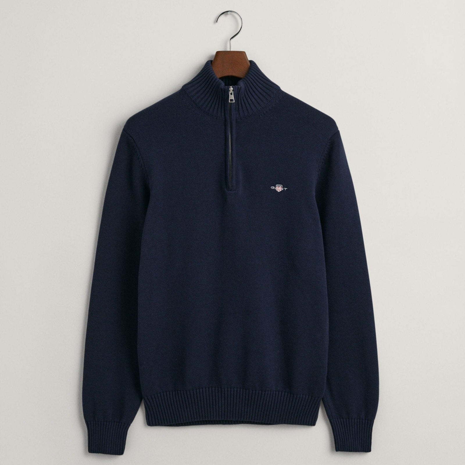 GANT Cotton Half-Zip Sweater in Evening Blue